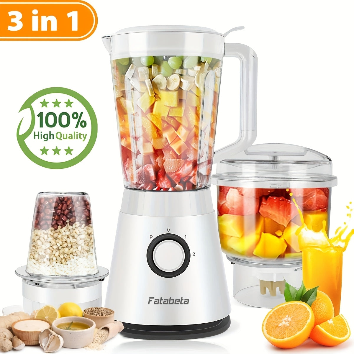Frullatore di grande capacità da 1500ML, Robot da cucina 3-in-1, Tritatutto per carne, Frullatore per succhi per cucina domestica e verdure, Succo sano per la casa, Smoothie, Sorbetto, Milk Shake, Frappè