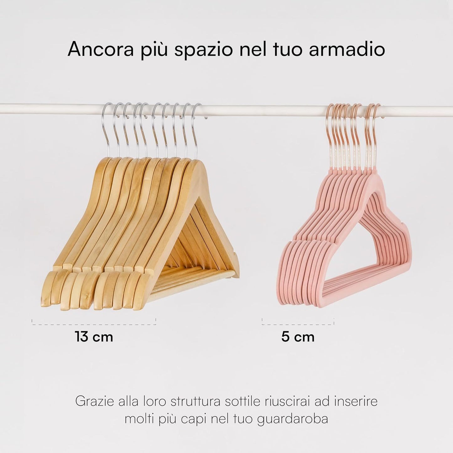 Baroni Home Grucce in Velluto Salvaspazio 44,5 cm – Appendiabiti Antiscivolo con Gancio in Oro o Argento – Design Elegante e Ultra Sottile, Ideali per Vestiti, Camicie, Cappotti – Alta Capacità di Carico – Set da 20 o 50 Pezzi per Organizzare al Meglio il