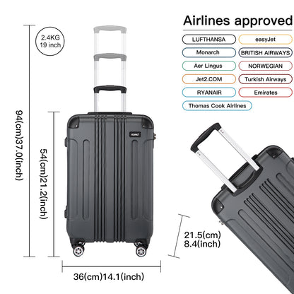 Valigia da imbarco 55x35x20cm a guscio rigido in ABS con trolley da viaggio, bagaglio a mano da cabina, 33L, regalo per Black Friday, Giorno del Ringraziamento, Natale