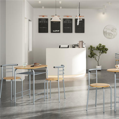 Costoffs Set Tavolo e 2 Sedie da Bar e Sala da Pranzo in Legno e Metallo per Cucina Balcone Piccoli Spazi Sedia Portata 136 kg