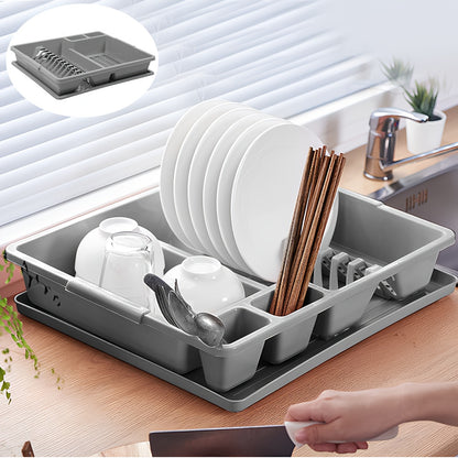 1 pz Cestello scolapiatti da cucina, scolapiatti, scolapiatti per lavello, grigio, con supporto inferiore per lavello, base vaschetta antigoccia, drenaggio rapido, robusto e durevole, adatto per scolare piatti, bacchette e cucchiai