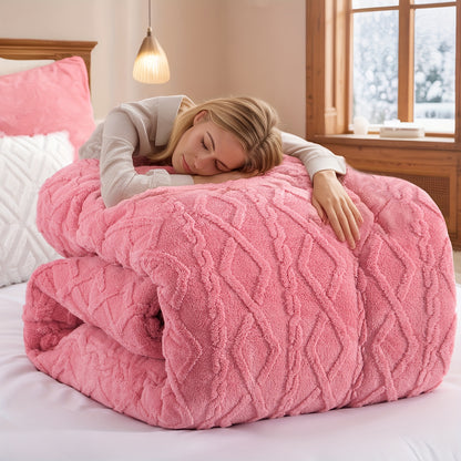 1 pz. Trapunta in Pile di Pelliccia Lussuosa - Biancheria da Letto Spessa, Calda e Ipoallergenica, Design Trapuntato Morbido per un Comfort Accogliente Tutto l'Anno, Trapunta Senza Copripiumino, Elementi Essenziali per la Camera da Letto, Comfort Domestic