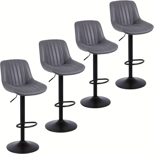 Sgabello da bar moderno, regolabile in altezza, in pelle scamosciata con schienale e poggiapiedi, facile da pulire e installare, adatto per cucina, bar, libreria, capacità di carico 113.4 KG