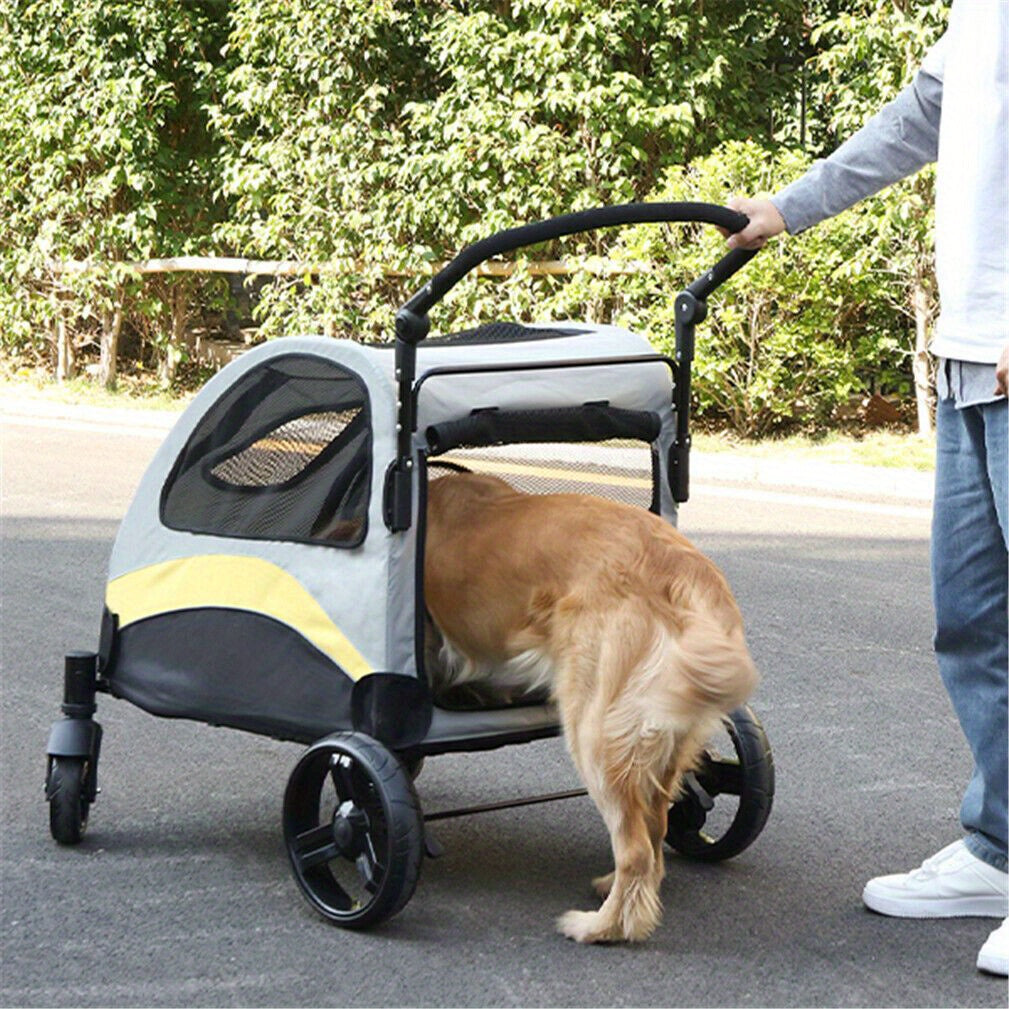 M/L/XL Passeggino Pieghevole per Cani di Taglia Piccola, Carrello Rotante per Animali Domestici a 4 Ruote per Cane e Gatto
