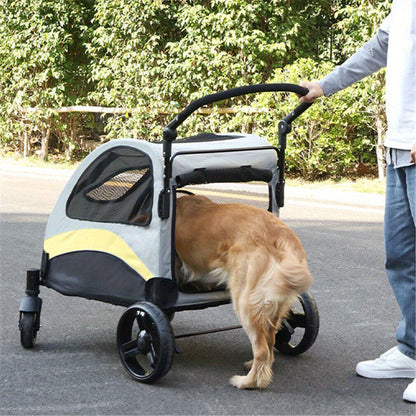 M/L/XL Passeggino Pieghevole per Cani di Taglia Piccola, Carrello Rotante per Animali Domestici a 4 Ruote per Cane e Gatto