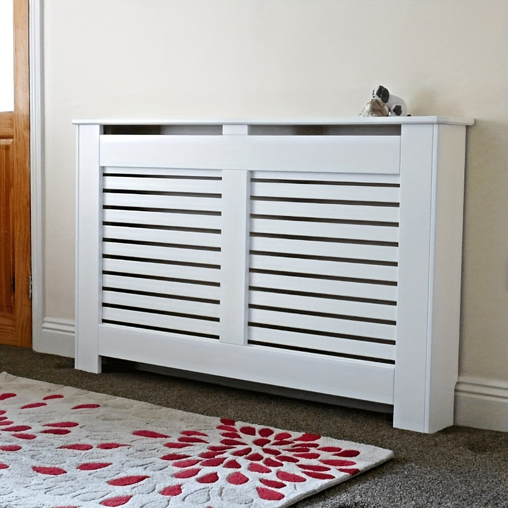 Pannello copriradiatore extra alto 92 cm/27" - Autoportante - Adatto per radiatori orizzontali/verticali, pannello con porta, ripiano e barriera con vano portaoggetti, unità da assemblare
