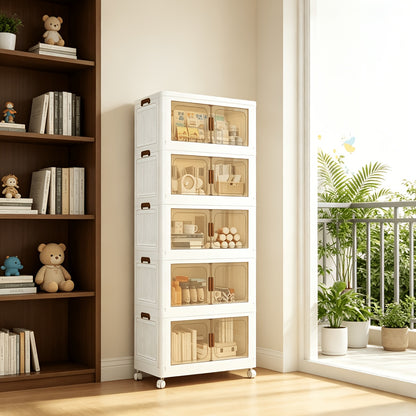 45cm Armadietti Pieghevoli Extra Large con Ruote e Coperchi - Contenitori in Plastica Pieghevoli e Impilabili, Armadietti per la Casa e l'Organizzazione di Elettrodomestici, Contenitori Pieghevoli per Armadi, Camere da Letto, Cucine, Uffici e Decorazione