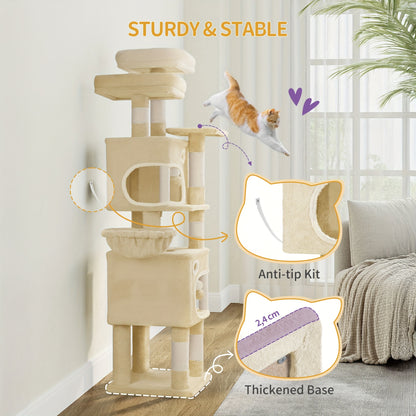 Albero tiragraffi per gatti, 159 cm per gatti beige e gatti di diverse dimensioni – vista dettagliata 4