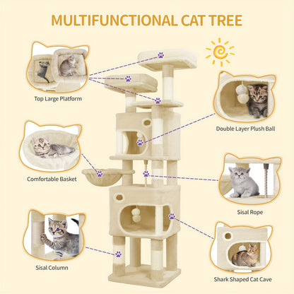 Albero tiragraffi per gatti, 159 cm per gatti beige e gatti di diverse dimensioni – vista dettagliata 5