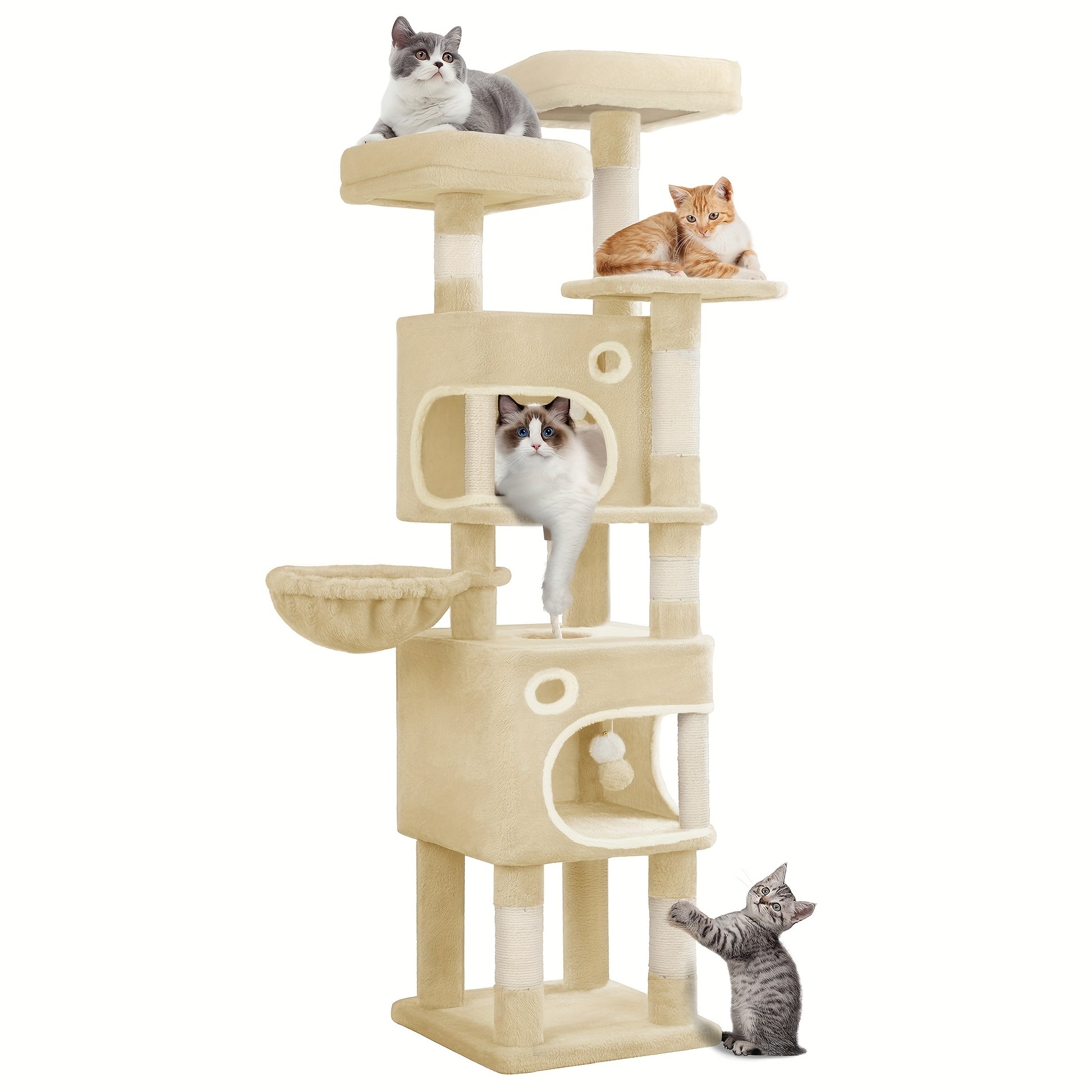 Albero tiragraffi per gatti, 159 cm per gatti beige e gatti di diverse dimensioni – vista dettagliata 7