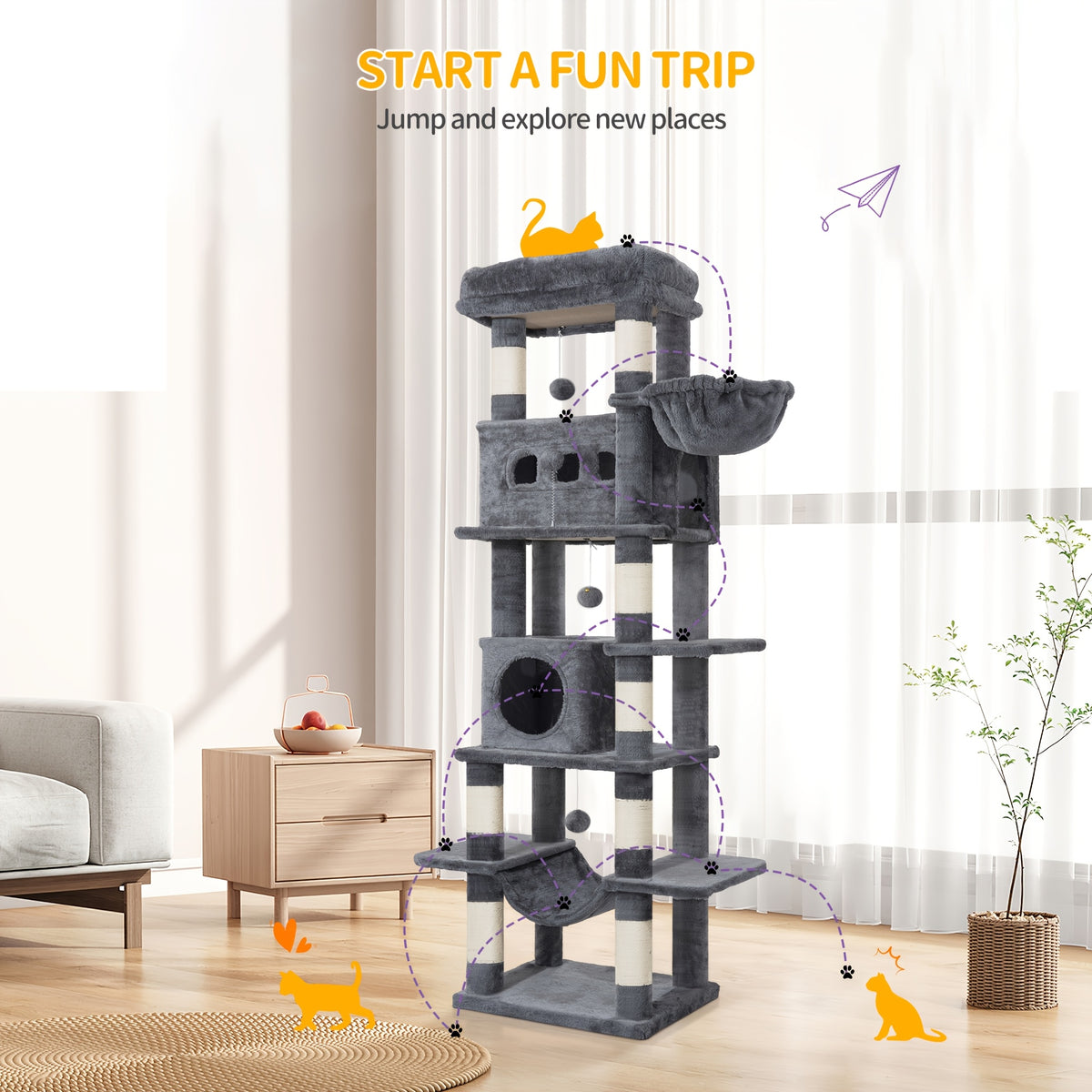 Albero tiragraffi per gatti, lavabile per animali e casa – vista principale