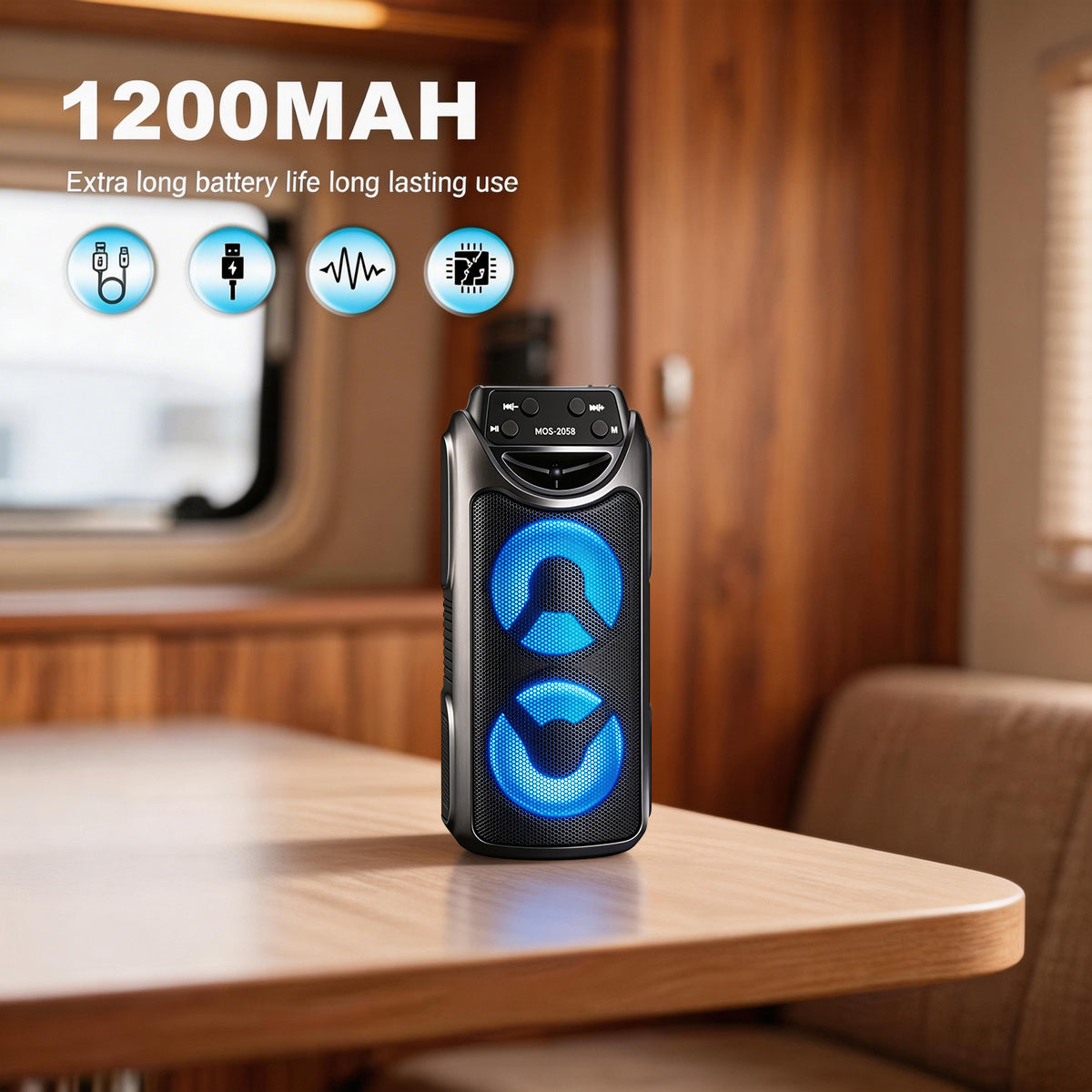 Altoparlante Bluetooth, wireless per campeggio e viaggio – vista dettagliata 7