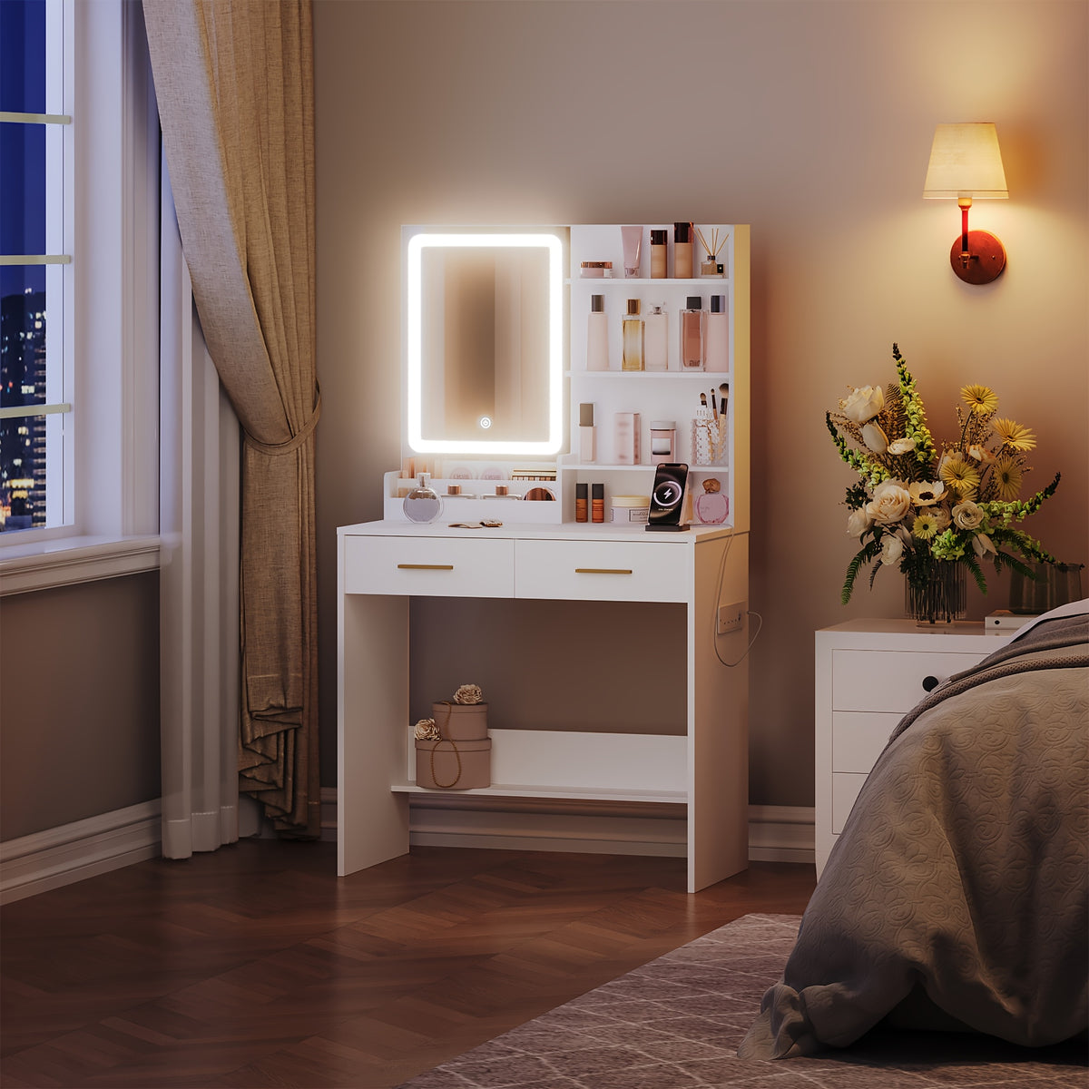 Armadietto Gioielli, illuminazione LED per camera da letto e letto – vista dettagliata 4