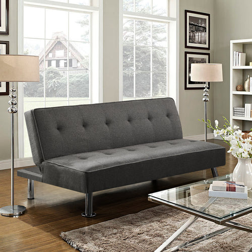 Costoffs Divano Letto a 3 Posti Divano Letto in Tessuto Imbottito con Gambe in Metallo Cromato 105° - 180° per Soggiorno Studio Ufficio Camera degli Ospiti Carico Massimo 350 kg