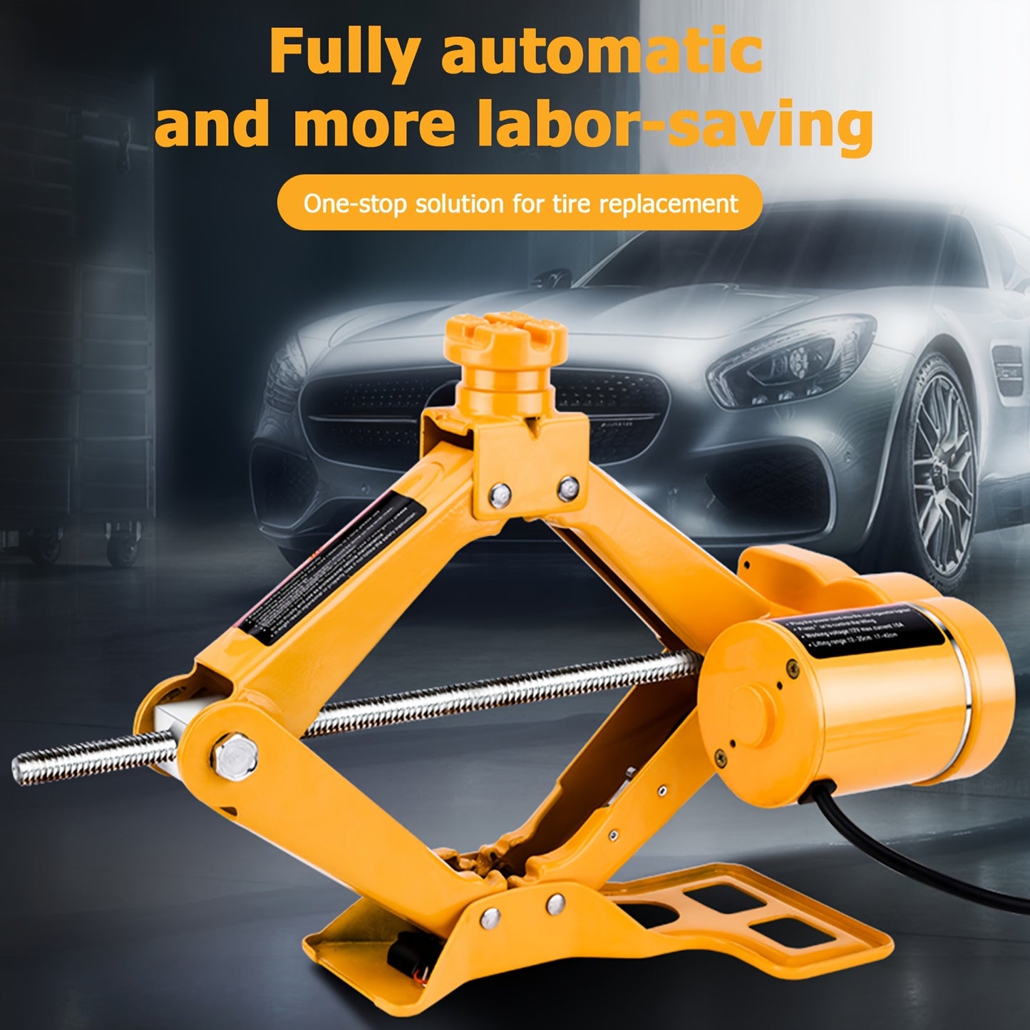 Cric a forbice da 3 tonnellate elettrico per auto, kit da 12V CC, kit di attrezzi per martinetto per pneumatici, martinetto a carrello con sollevamento manuale a risparmio di fatica per auto, SUV, furgone, riparazione e cambio pneumatici, kit di emergenza