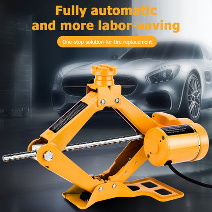 Cric a forbice da 3 tonnellate elettrico per auto, kit da 12V CC, kit di attrezzi per martinetto per pneumatici, martinetto a carrello con sollevamento manuale a risparmio di fatica per auto, SUV, furgone, riparazione e cambio pneumatici, kit di emergenza