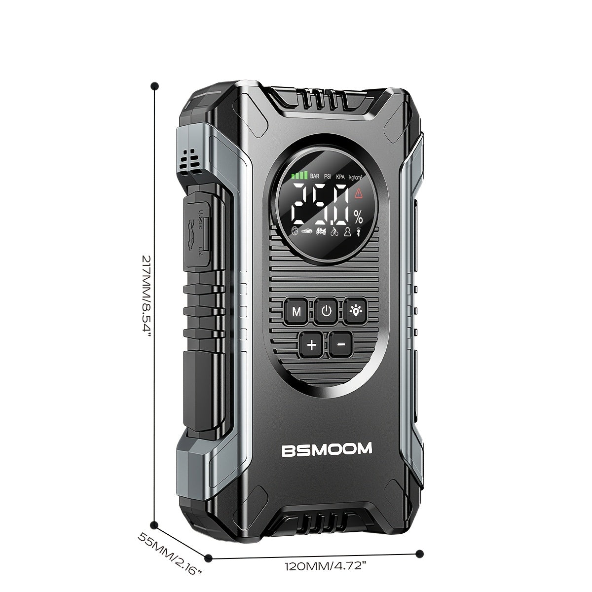 Avviatore di Emergenza per Auto con Compressore Aria e Gonfiatore Pneumatici, Booster Batteria 9500A con Power Bank e Torce LED, Box Avviatore Auto 12V per Tutti i Veicoli a Benzina o Diesel da 10.0L con Custodia Portatile, Cavi Smart con 10 Funzioni di P