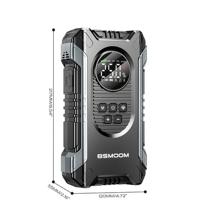 Avviatore di Emergenza per Auto con Compressore Aria e Gonfiatore Pneumatici, Booster Batteria 9500A con Power Bank e Torce LED, Box Avviatore Auto 12V per Tutti i Veicoli a Benzina o Diesel da 10.0L con Custodia Portatile, Cavi Smart con 10 Funzioni di P