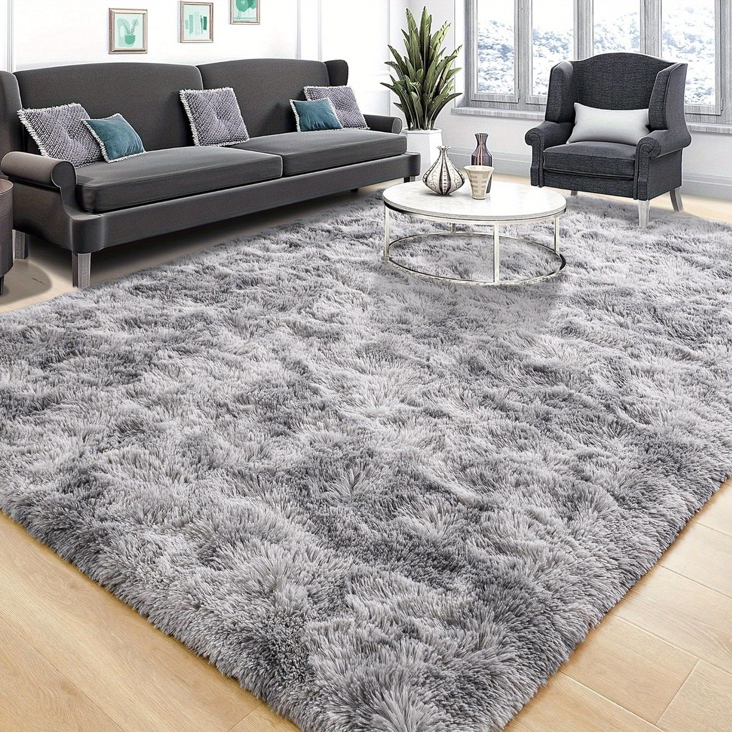 Morbidissimo Tappeto Moderno Grande per Interni, Lussuoso e Morbido per Soggiorno Camera da Letto Dormitorio Decorativo, Antiscivolo Peluche Soffice con Pelo, Comodo Tappetino Accento Pavimento Grigio Chiaro