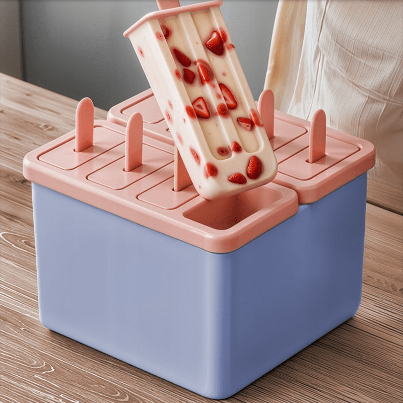 Kuketo - Set Gelati 8 Pezzi per Casa - Set con Inserto e Bastoncini Riutilizzabili, Stampo per Fare Gelati, Sorbetti, Snack, per Congelare Succhi, Yogurt e Latte, con Coperture e Supporto, Materiale Sicuro, Facile Rimozione, Ideale per Bambini e Adulti, S
