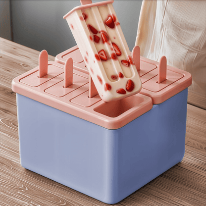 Kuketo - Set Gelati 8 Pezzi per Casa - Set con Inserto e Bastoncini Riutilizzabili, Stampo per Fare Gelati, Sorbetti, Snack, per Congelare Succhi, Yogurt e Latte, con Coperture e Supporto, Materiale Sicuro, Facile Rimozione, Ideale per Bambini e Adulti, S