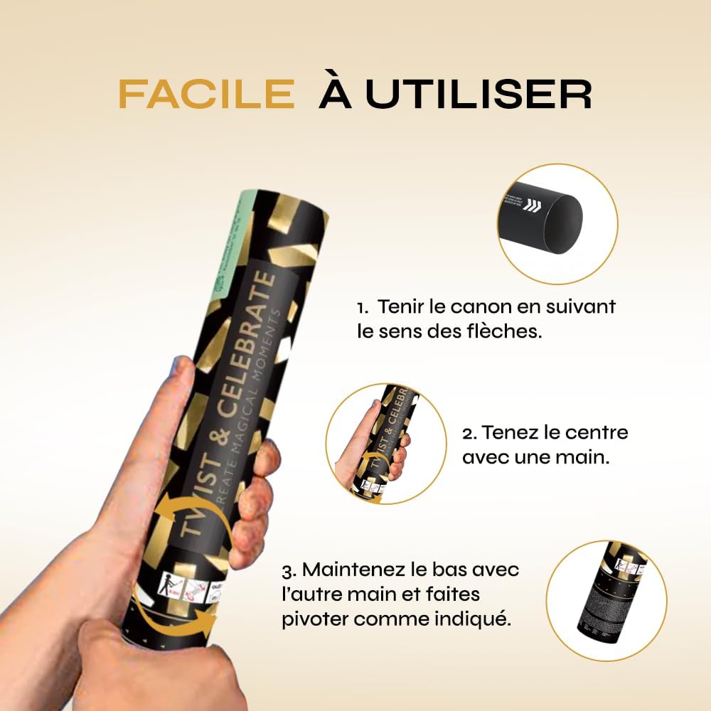 SPARKLERS CLUB Cannone per Coriandoli 28Cm Portata 5-8 Metri - Ideale per Halloween, Natale, Matrimoni, Compleanni, Feste - High-End, Sicuro, Durevole - Effetto Speciale Garantito (Gold Star, 10, Cannoni)