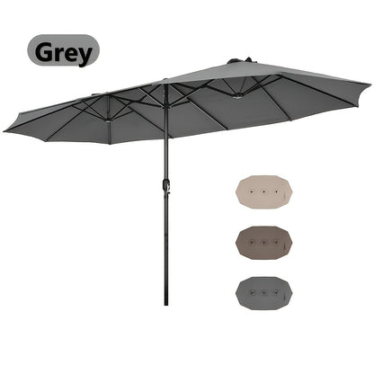 Doppio Ombrellone 470 x 280 cm, Ombrellone da Giardino, Ombrellone da Terrazza con Manovella, Ombrellone da Mercato per Ombreggiare Giardino, Terrazza, Piscina, Balconi