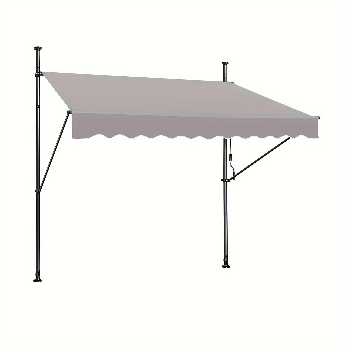 Tenda a serranda con manovella larga, 200x120cm/ 250x120cm/ 300x120cm/ 350x120cm, per balcone, senza foratura, regolabile, protezione UV, grigio scuro/grigio chiaro
