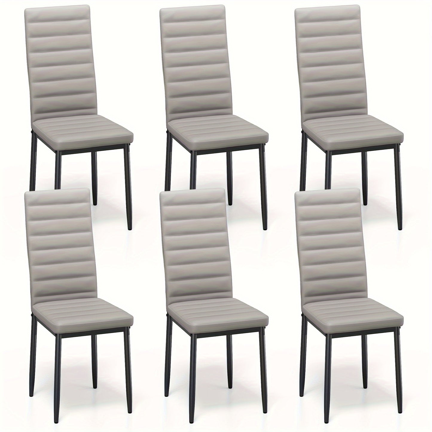 Set di 6 sedie da pranzo per sala da pranzo, set di sedie da cucina in ecopelle con schienale alto, moderno