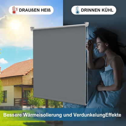 1 tenda parasole a clip senza fori | Privacy e blocco solare, catenella di sicurezza, sonno confortevole per camera da letto e casa | Larghezza = Larghezza del tessuto più 4 cm