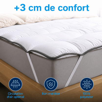Materasso Cloud 600 Gsm Morbido e Traspirante in Fibre Vergini - Tessuto Morbido e Piacevole al Tocco, Design Ondulato Confortevole, Cinghie di Retenzione Elastiche, Lavabile in Lavatrice