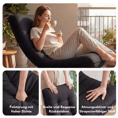Poltrona Divano, Sedia da Terra, Schienale Regolabile Rotazione a 360° Pieghevole Portata 150Kg Design Elegante e Comfort Fanno di Essa l'Attenzione Principale della Tua Decorazione Domestica, Offrendoti un Luogo Comodo per Rilassarti. Nero, Grigio