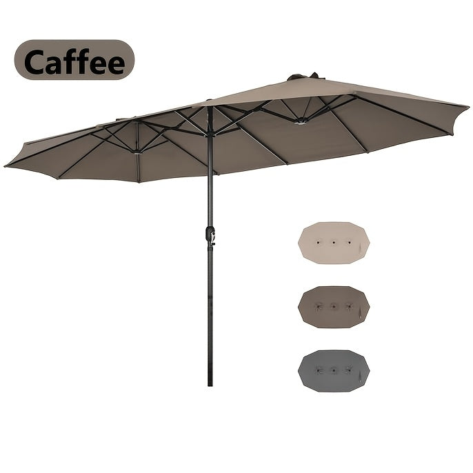 Doppio Ombrellone 470 x 280 cm, Ombrellone da Giardino, Ombrellone da Terrazza con Manovella, Ombrellone da Mercato per Ombreggiare Giardino, Terrazza, Piscina, Balconi