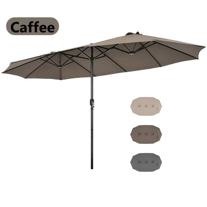 Doppio Ombrellone 470 x 280 cm, Ombrellone da Giardino, Ombrellone da Terrazza con Manovella, Ombrellone da Mercato per Ombreggiare Giardino, Terrazza, Piscina, Balconi