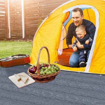 Tappeto per tenda da campeggio in HDPE, set di tappeti da campeggio con borsa per il trasporto e picchetti, tappeto traspirante per tenda, pavimento antiscivolo per tenda, pavimenti pieghevoli per tende per escursioni, campeggio, picnic (grigio blu)