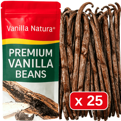25 Baccelli di Vaniglia Grand Cru • Vaniglie di Qualità Premium • Baccello Morbido e Carnoso • Lunga conservazione • Bacche Selezione Prestige di Vanilla Natura