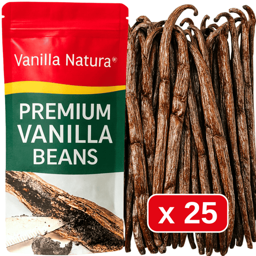 25 Baccelli di Vaniglia Grand Cru • Vaniglie di Qualità Premium • Baccello Morbido e Carnoso • Lunga conservazione • Bacche Selezione Prestige di Vanilla Natura