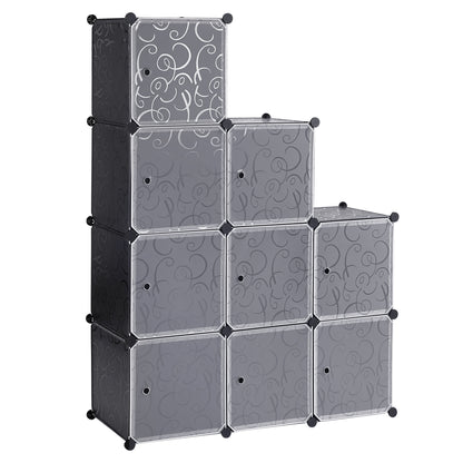 1 pz Armadio Scaffale Sistema di scaffalatura Scaffale Portaoggetti Scaffale con porta, 9 scomparti, Plastica, 111X37X111Cm, Scaffale verticale, Scaffale verticale