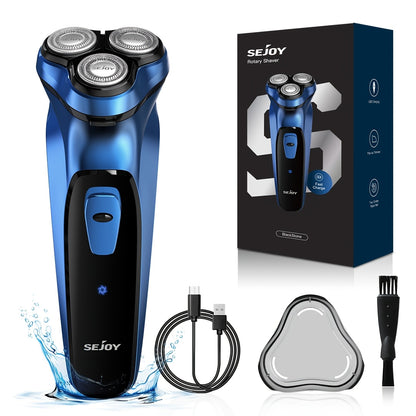 Rasoio Elettrico da Uomo, SEJOY Rasoio Elettrico per Uomo Viso, Rasoio Ricaricabile Wet & Dry con Rifinitore Pop Up, Ricarica Rapida in 1 Ora, Testina Flottante 3D, Indicatore di Alimentazione LCD