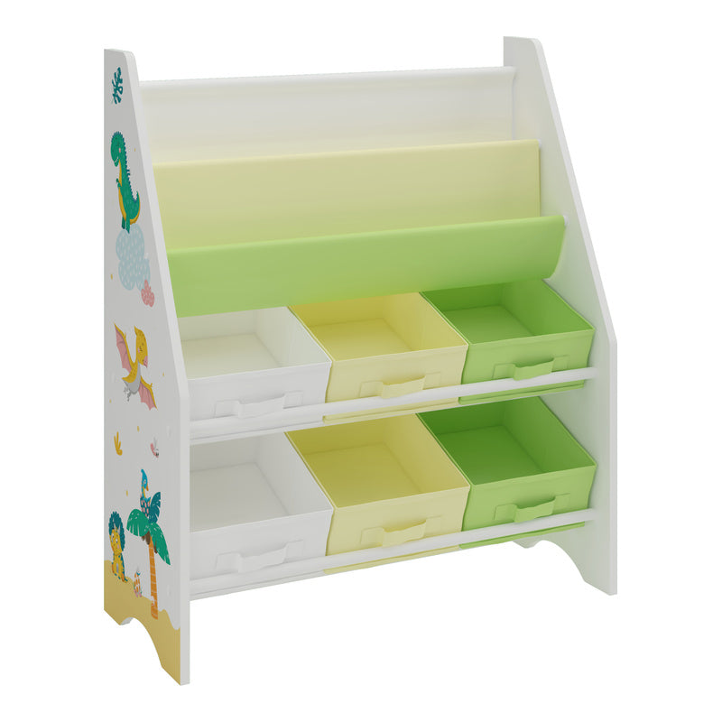 Scaffale per bambini 'Ponteceso' con 2 scomparti portaoggetti e 6 contenitori pieghevoli, 74 x 62 x 26,5 cm