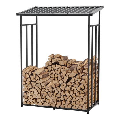 Casa.Pro Chimney Wood Rack Yakutat Stand per legna da esterno Stand per legna da esterno Stand per legna da esterno con copertura Chimney Wood Stand Metallo Nero