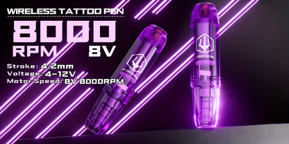 POSEIDON Kit Completo Macchina per Tatuaggi Rotativa con Display Digitale & Batteria da 1200mAh - Pistola per Tatuaggi Wireless Senza Fili con 20 Aghi & Cartucce Kit Completo per Tatuaggi 11 Colori Inchiostri per Tatuaggi Forniture per Tatuaggi per Princi