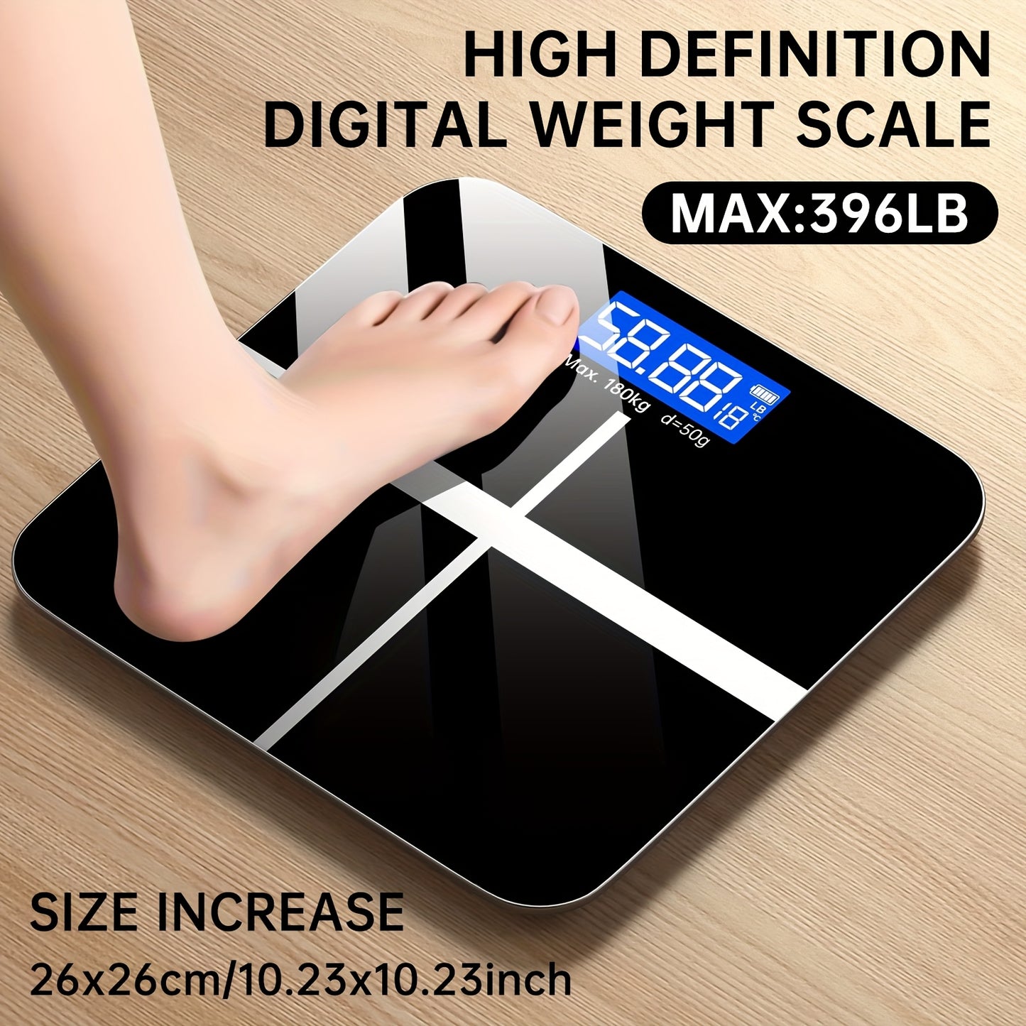 Bilancia Elettronica, 179,62 kg Bilancia Digitale da Bagno, Bilancia di Alta Precisione con Display LCD ad Alta Definizione e Visualizzazione della Temperatura (selezionabile tra KG e Libbre), Piattaforma Ultra Larga, Pesatura Elettronica ad Alta Precisio