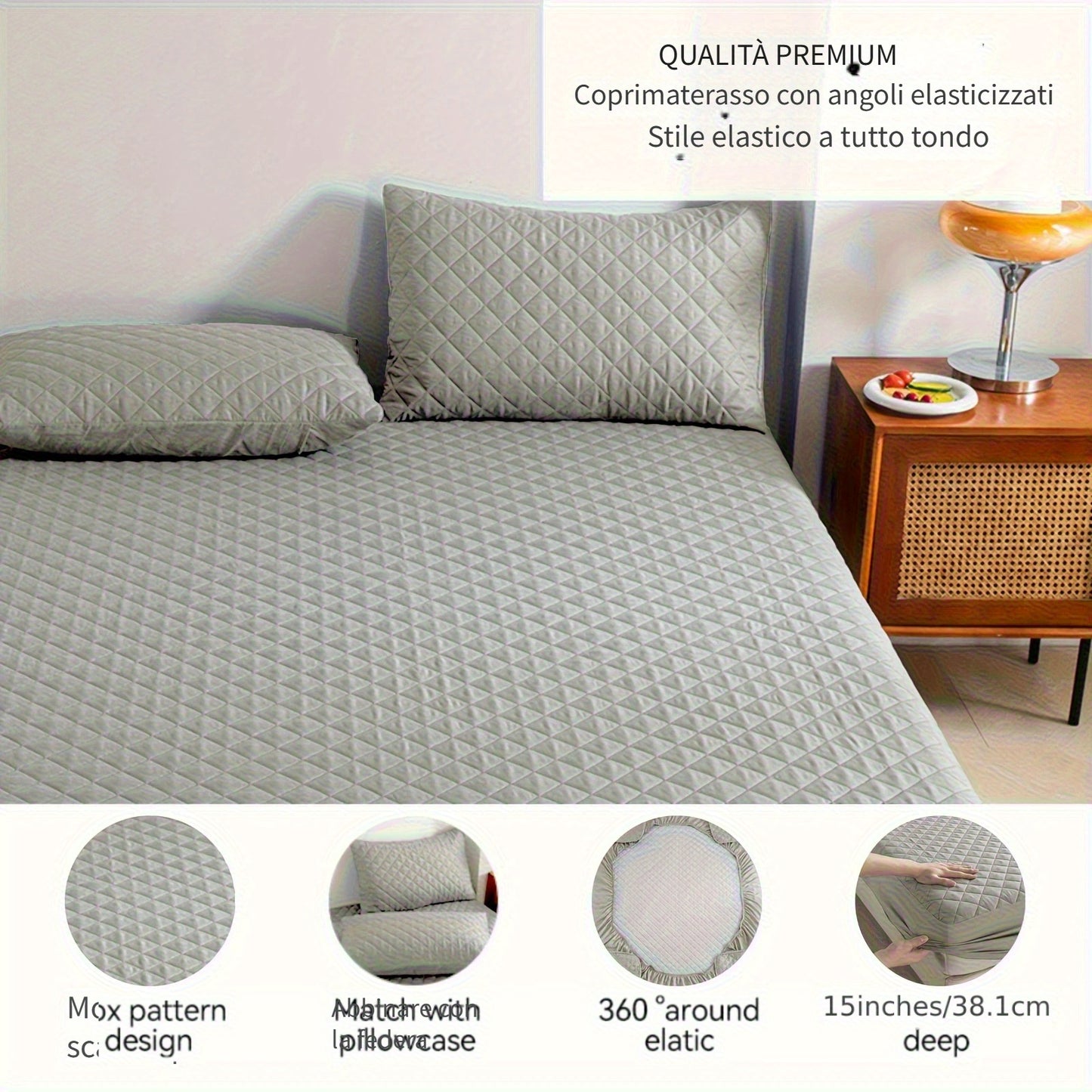 Set di lenzuola con angoli multicolore da 2/3 pezzi, protezione per materasso con lenzuolo con angoli, set completo antiscivolo, ideale per hotel, casa, camera degli ospiti, camera da letto, copertura completa