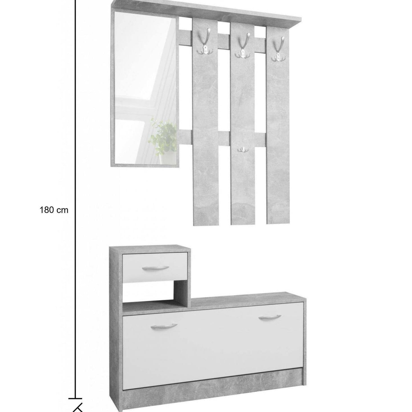 Mobile da ingresso Dbiagin, Entratina moderna, Mobile con scarpiera, Armadio multiuso con specchio, 100x25h180 cm, Disponibile in 5 colori