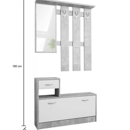 Mobile da ingresso Dbiagin, Entratina moderna, Mobile con scarpiera, Armadio multiuso con specchio, 100x25h180 cm, Disponibile in 5 colori