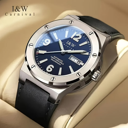 [I&W Carnival] Orologio Sportivo Meccanico da Uomo, Luminoso e Impermeabile con Vetro Finto Zaffiro, Regalo Ideale per le Vacanze