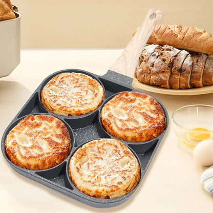 Padella Antiaderente a 4 Fori in Alluminio Perfetta per Uova Pancake Hamburger o Frittate