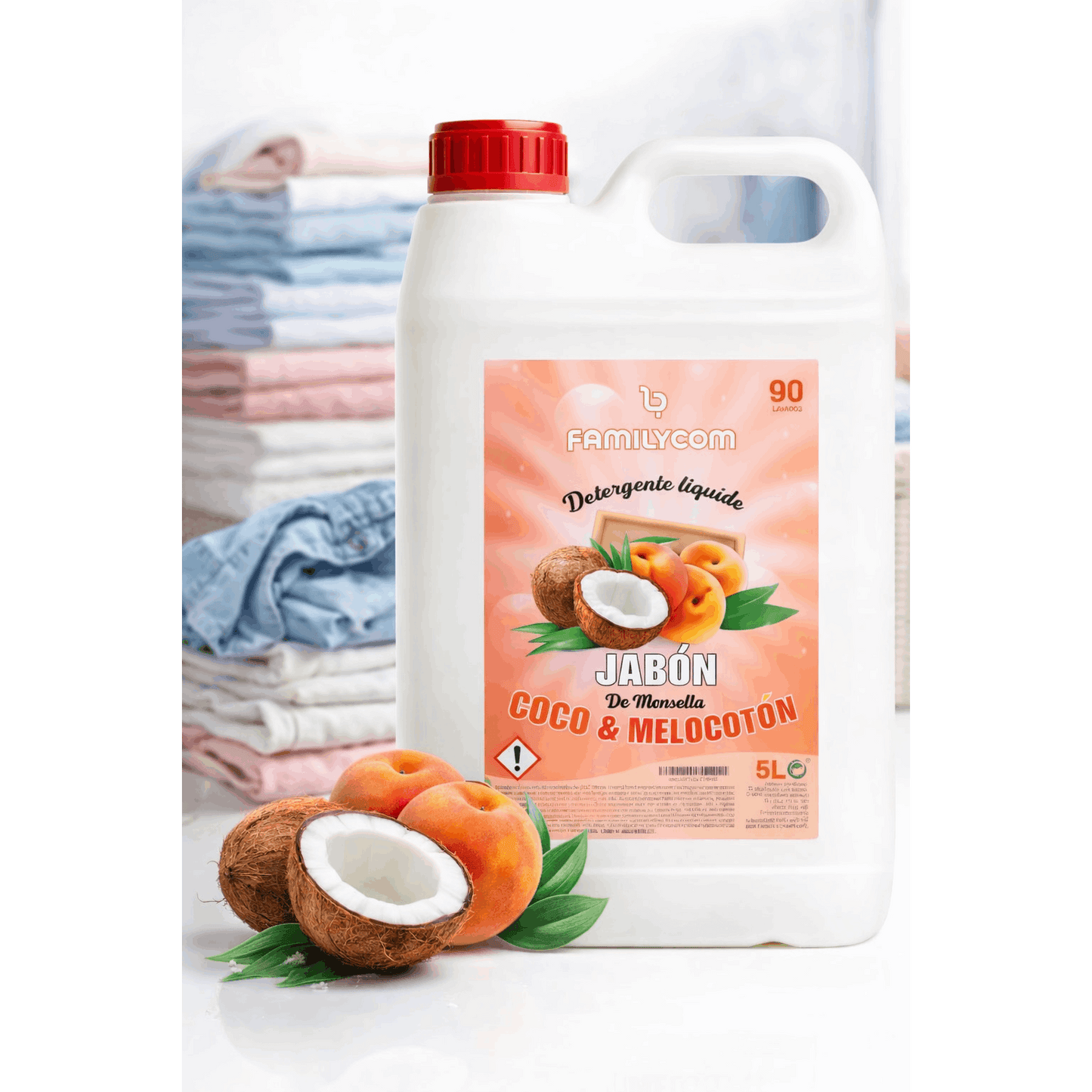 Detergente Liquido Professionale Tradizionale di Marsiglia 5L, Formula Concentrata per Biancheria Bianca e Colorata, 90 Lavaggi, Sapone Naturale per un Bucato Pulito e Cura