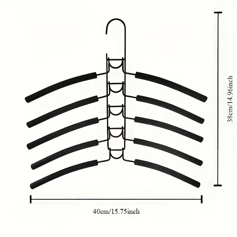 2 pezzi Grucce Multistrato in Metallo Resistente, Appendiabiti Salvaspazio 5-in-1 con Design Curvo e Ripiani Multilivello - Costruzione Robusta e Durevole per Armadio Ordinato, Dormitorio, Portaoggetti - Ideale per Camicie, Vestiti, Cappotti